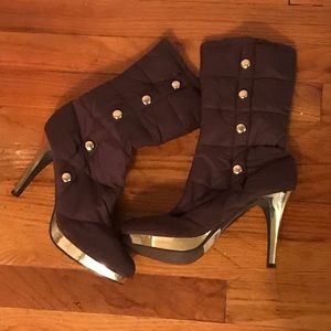 Brown and Gold Boot Heels